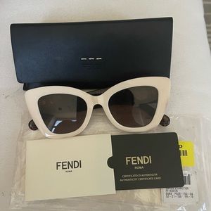 Fendi 0327 FF White acetate with logo FF stem sunglasses.